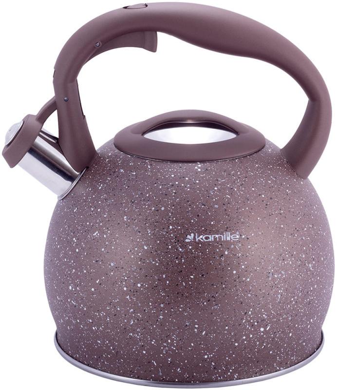 Чайник Kamille Whistling Kettle з нержавіючої сталі зі свистком 3 л Коричневий Чайник Kamille Whistling Kettle з нержавіючої сталі зі свистком 3 л Коричневий