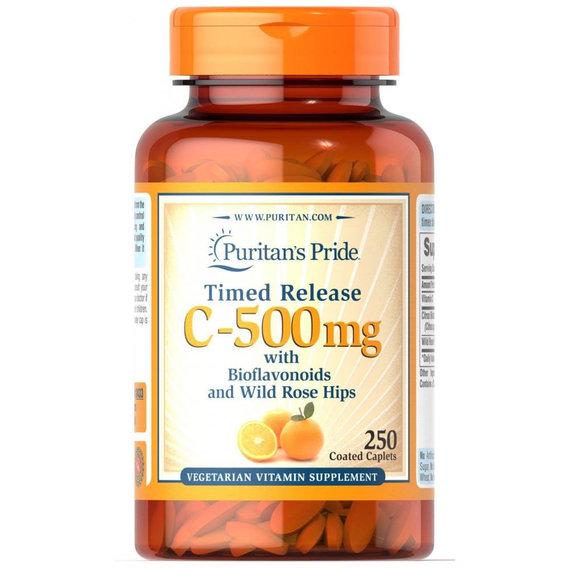 Витамин C Puritan's Pride Vitamin C-500 мг with Rose Hips Time Release 250 Caplets
