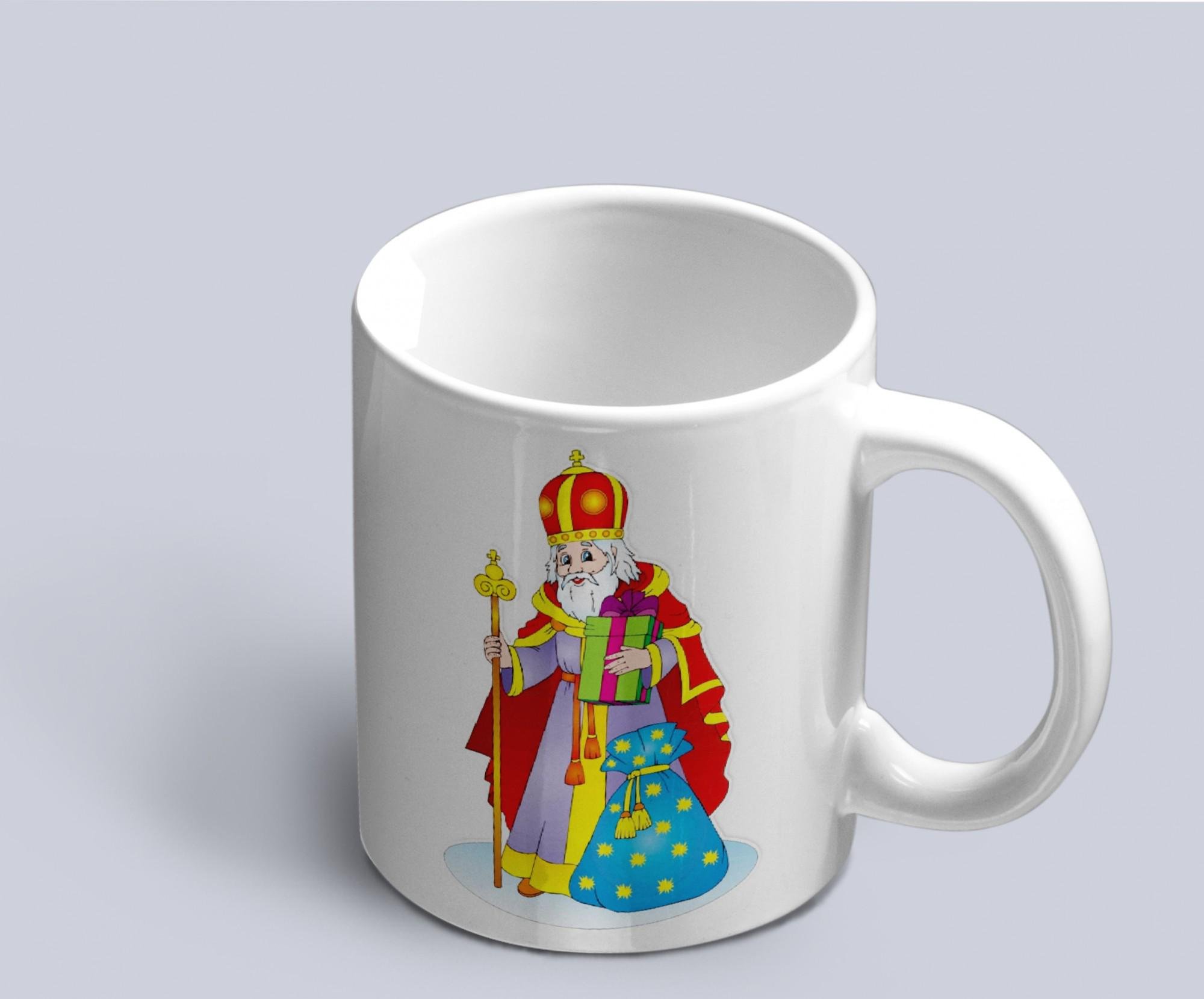 Чашка с новогодним принтом Святой Николай с подарками Белый (02010115070)