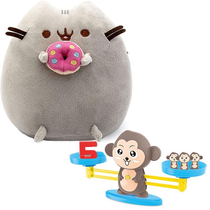 Мягкая игрушка Pusheen cat с игрой математические весы Обезьяна 23х25 см (n-11557)