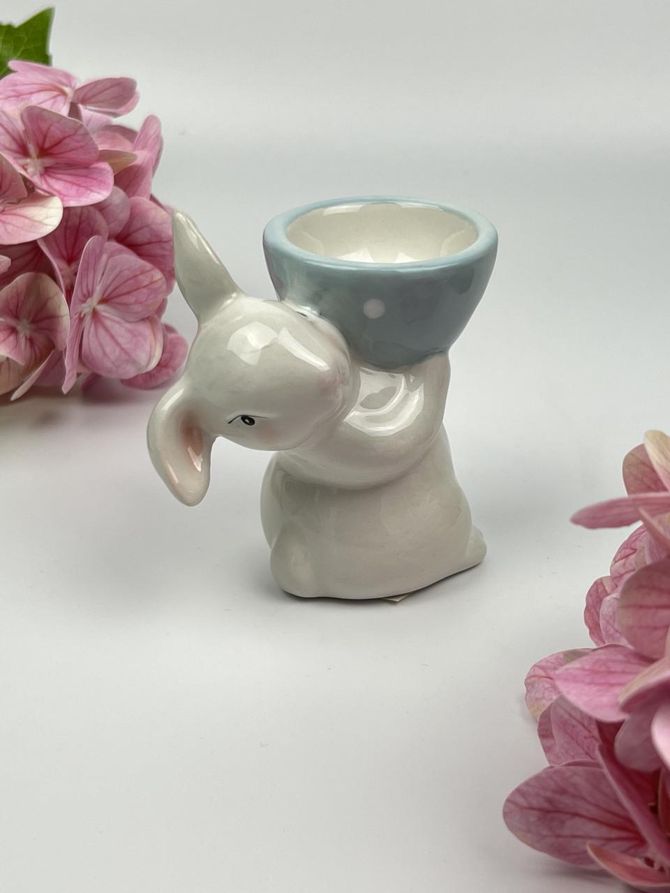 Подставка под яйцо керамическая BonaDi Милый кролик 8,5 см Голубой - фото 3 Подставка под яйцо керамическая BonaDi Милый кролик 8,5 см Голубой - фото 3