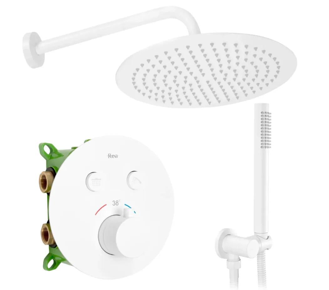 Душовий гарнітур Rea LUNGO MILER BOX з термостатом Білий (Rea-P6614) Душовий гарнітур Rea LUNGO MILER BOX з термостатом Білий (Rea-P6614)