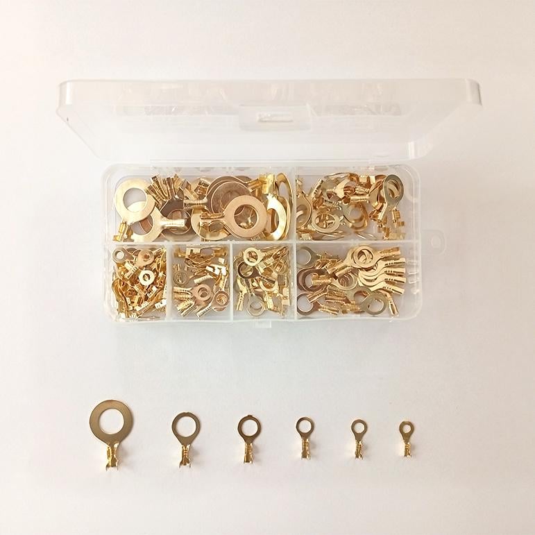 Набор электрических клемм кольцевых накидных О-образных для обжима проводов 150 шт. (ТТ-118)