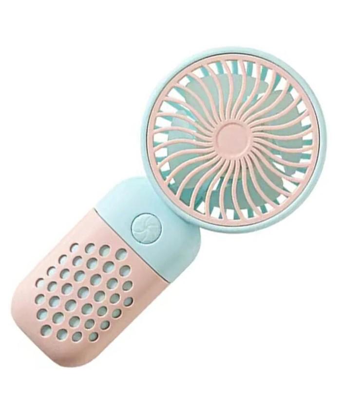 Вентилятор Mini Fan Z8 7186 аккумуляторный с USB-зарядкой Голубой с розовым - фото 2