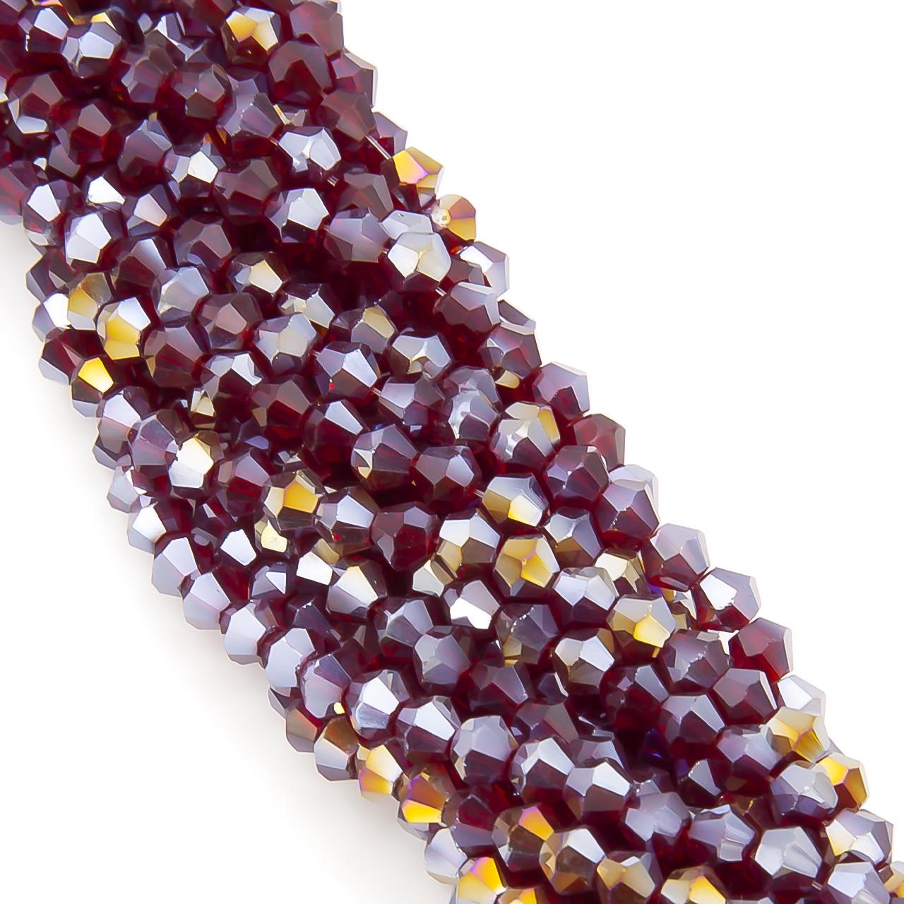 Бусины хрустальные Биконус АВ 4х4,2 мм 95 шт. Красный (БИ0004к57)