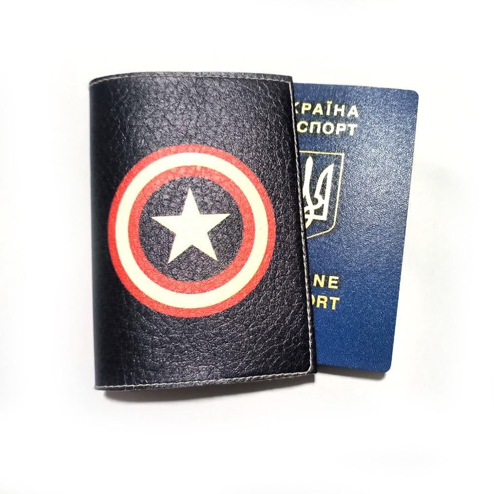 Обложка на паспорт лого Капитан Америка (OB_0051)