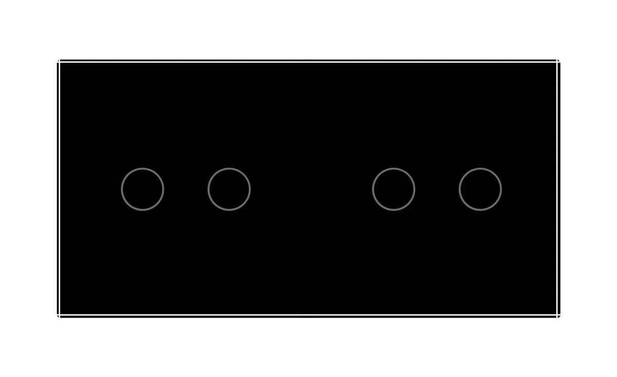 Выключатель сенсорный проходной Livolo 4 канала 2-2 стеклянный Черный (VL-C702S/C702S-12) - фото 2