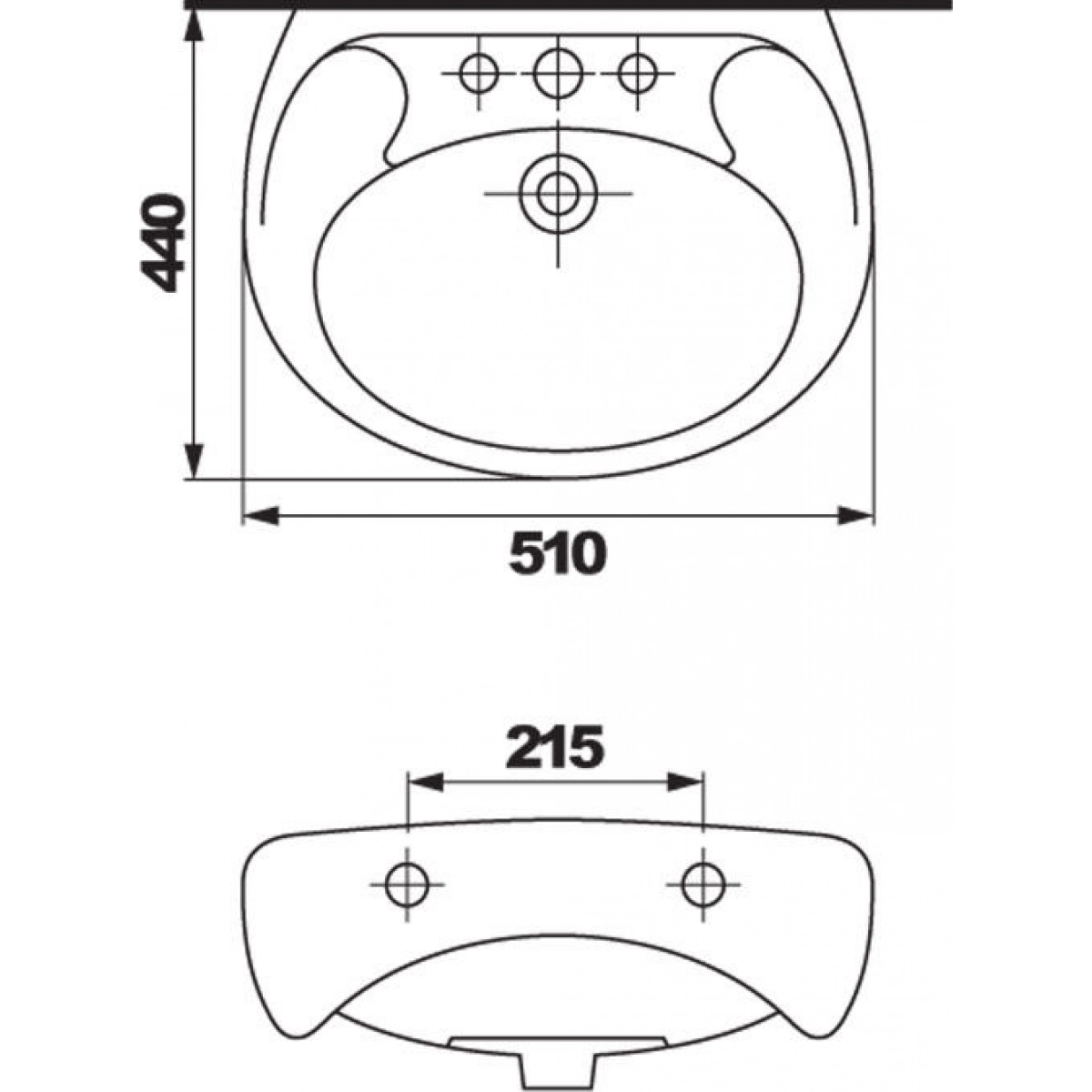 Раковина Cersanit Eko 2000 50 см з отвором (020290) - фото 4 Раковина Cersanit Eko 2000 50 см з отвором (020290) - фото 4