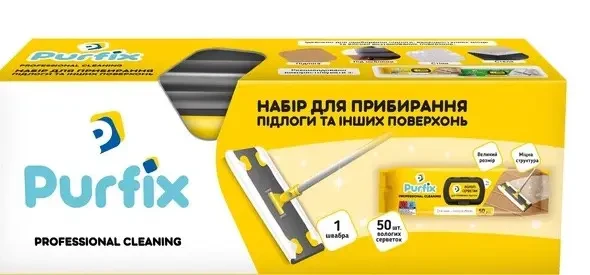 Набор для уборки Purfix швабра и влажные салфетки для уборки 50 шт.