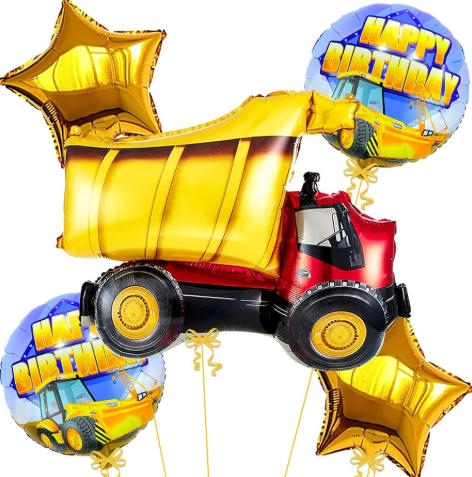 Набор воздушных шаров фольгированных Грузовик-самосвал 5 шт. (2990346575)