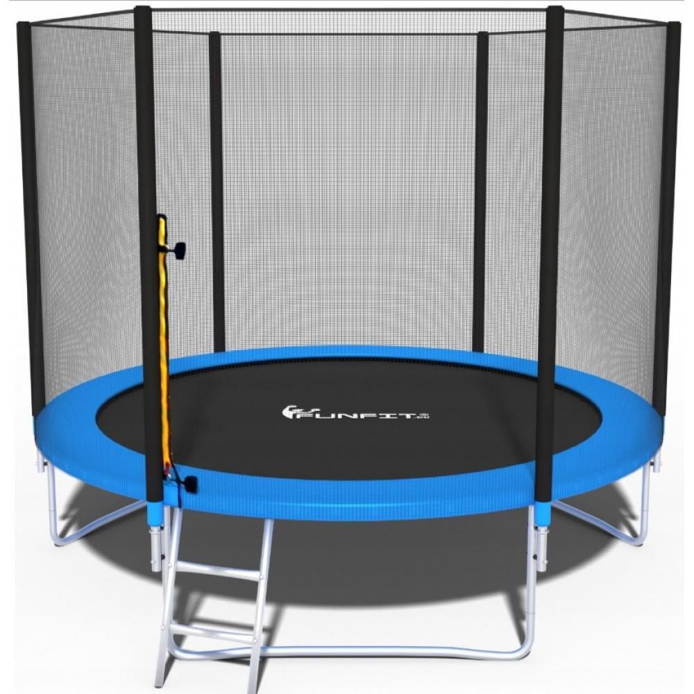 Батут детский FunFit с сеткой и лестницей металл 312 х 180 х 240 см Синий (104005)