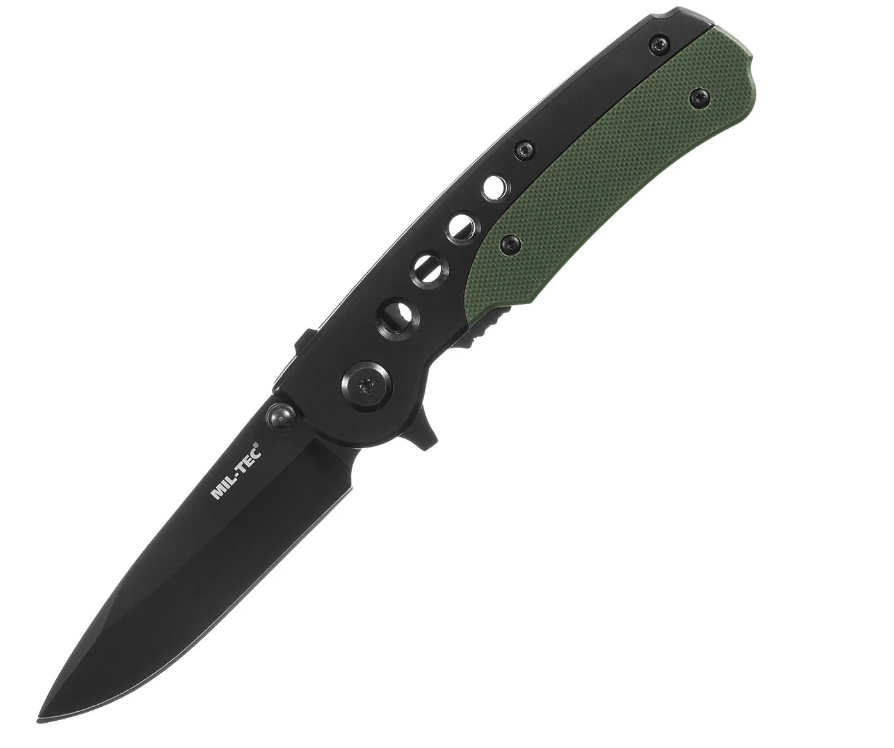 Нож складной для выживания Mil-Tec One-Hand Black/Olive (15305000)