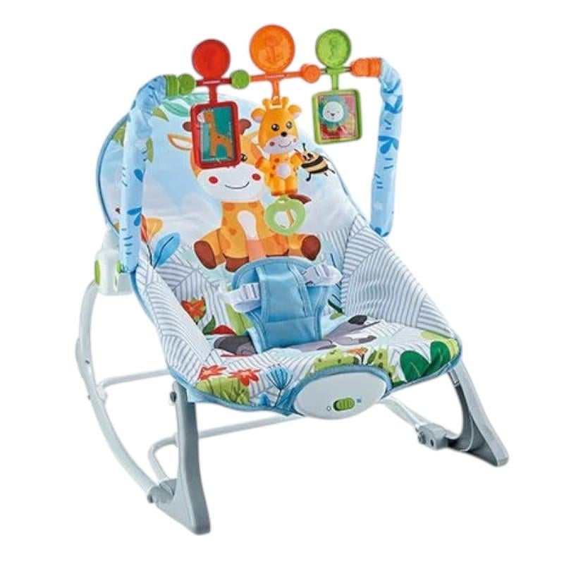 Шезлонг-качеля детский напольный 69897 музыкальный из комбинированных материалов 55х86х38 см Синий/Белый (150-7-179674)