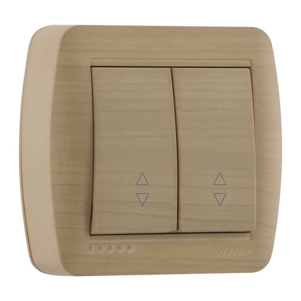 Выключатель Lezard Demet 2-клавишный проходной Кленовый (7114700106)