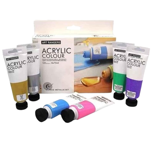 Акриловые краски для рисования Rangers Art пастель в тюбиках 6 цветов по 75 мл Металлик (1745899711)