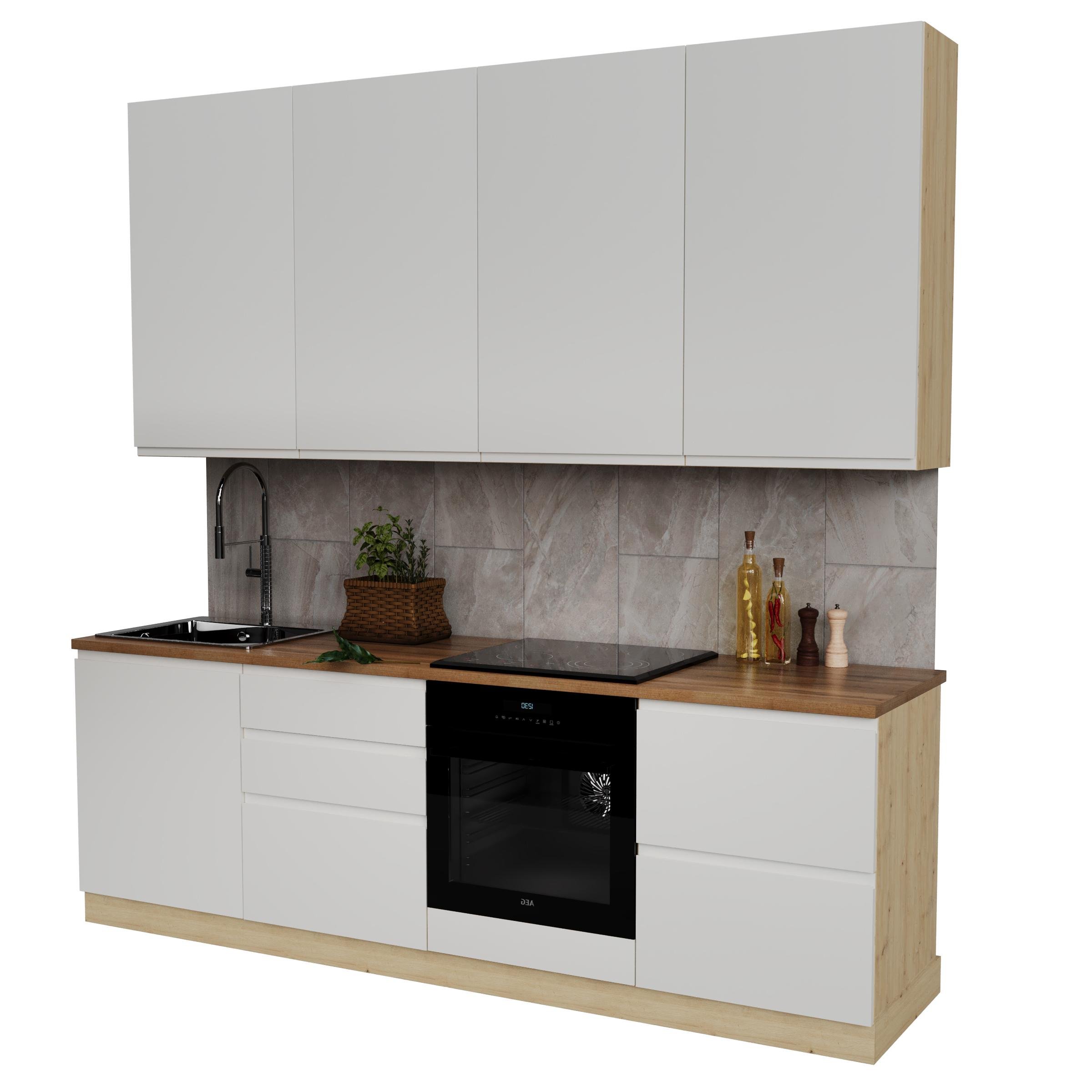 Кухня Win Мебель Гера со столешницей МДФ 2,4 м Дуб Артизан/Белый матовый RAL9003 (27731315) - фото 2