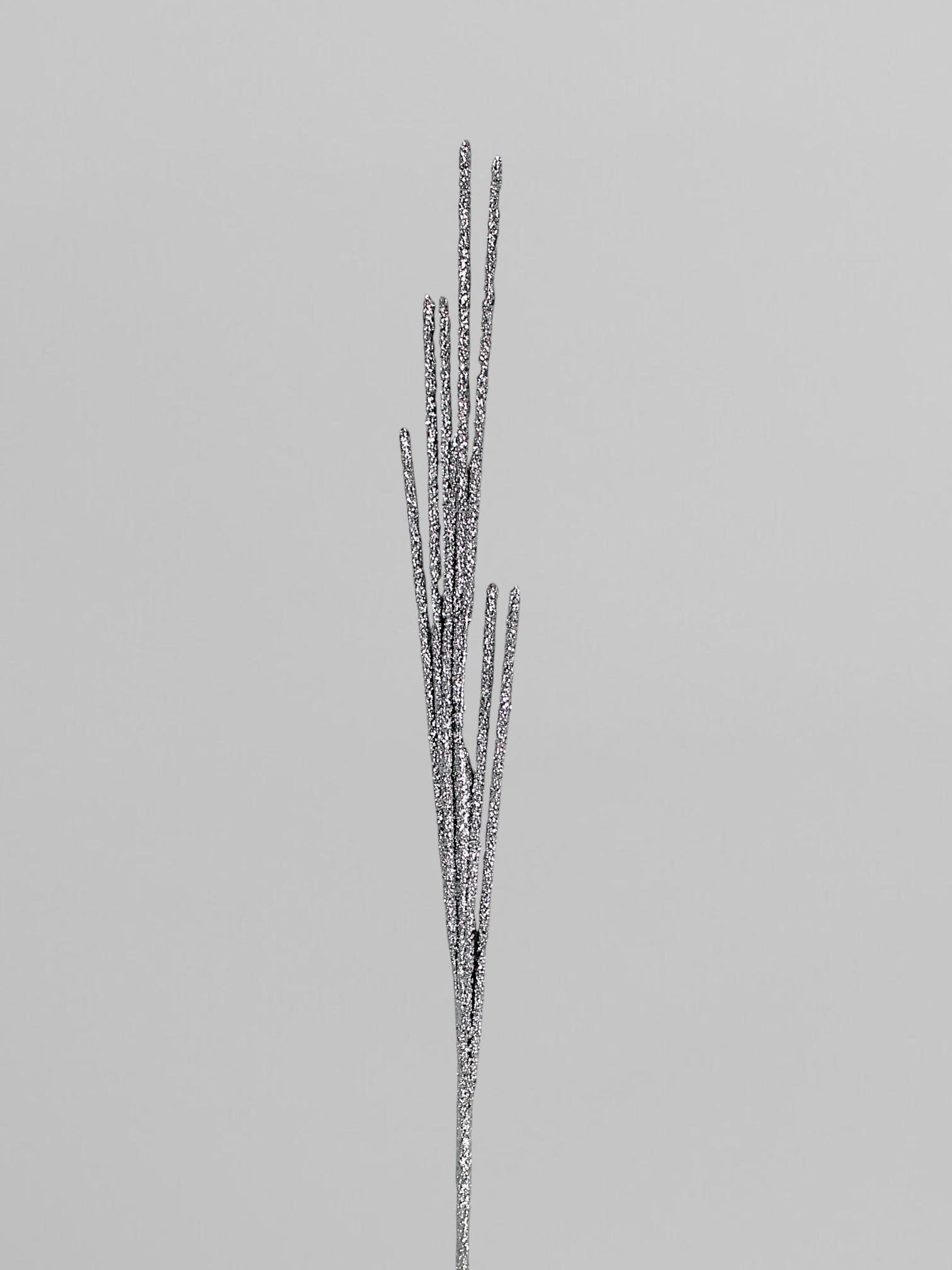 Декоративная ветвь с глитером 72 см Серебристый (Р03113)