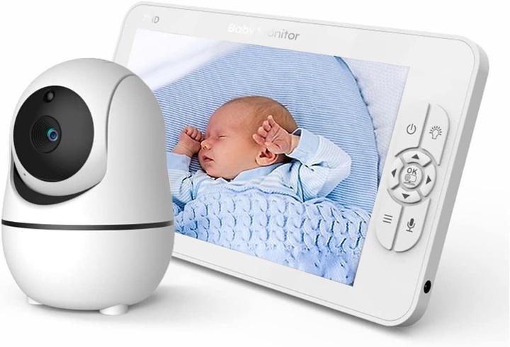 Радионяня Baby Monitor с 7-дюймовым ЖК-монитором/аккумулятором 4000 mah/355 град/датчиком звука/ночное видение/поворотная и измерением температуры (SM-70PTZ)