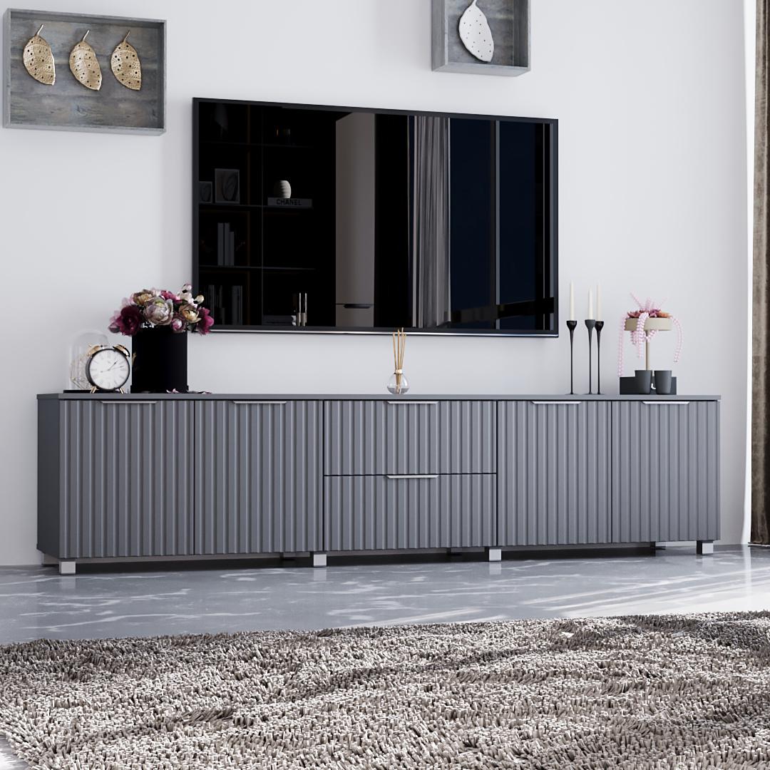 Тумба ТВ DiPortes Саванна К-234 217/53/40 см МДФ Антрацит/Графит (01372) Тумба ТВ DiPortes Саванна К-234 217/53/40 см МДФ Антрацит/Графит (01372)