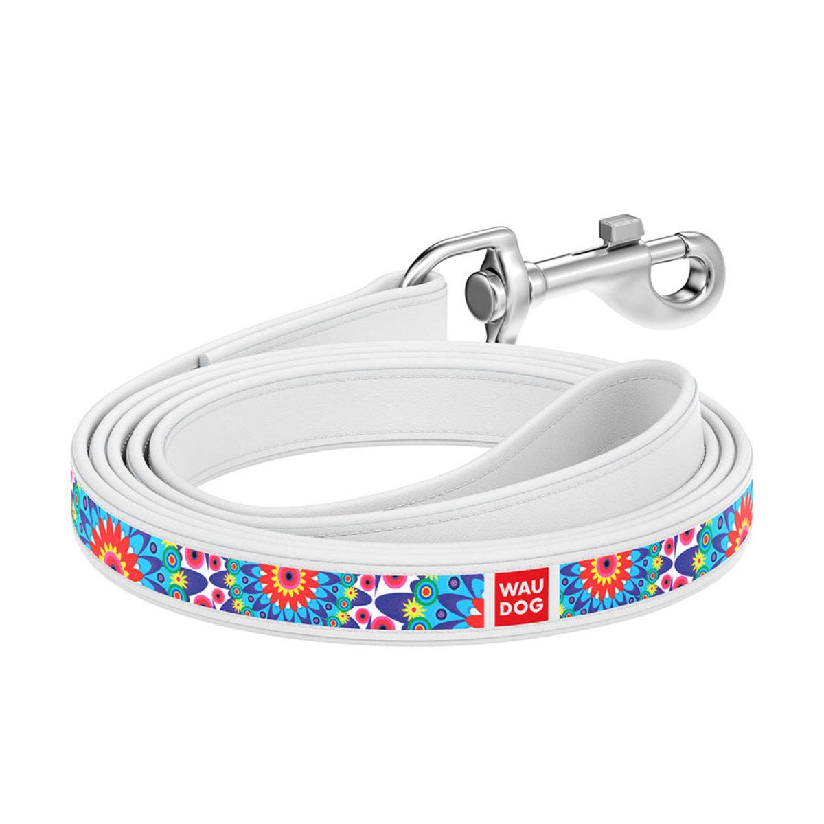 Поводок Waudog Цветы 25 мм 122 см Белый Поводок Waudog Цветы 25 мм 122 см Белый