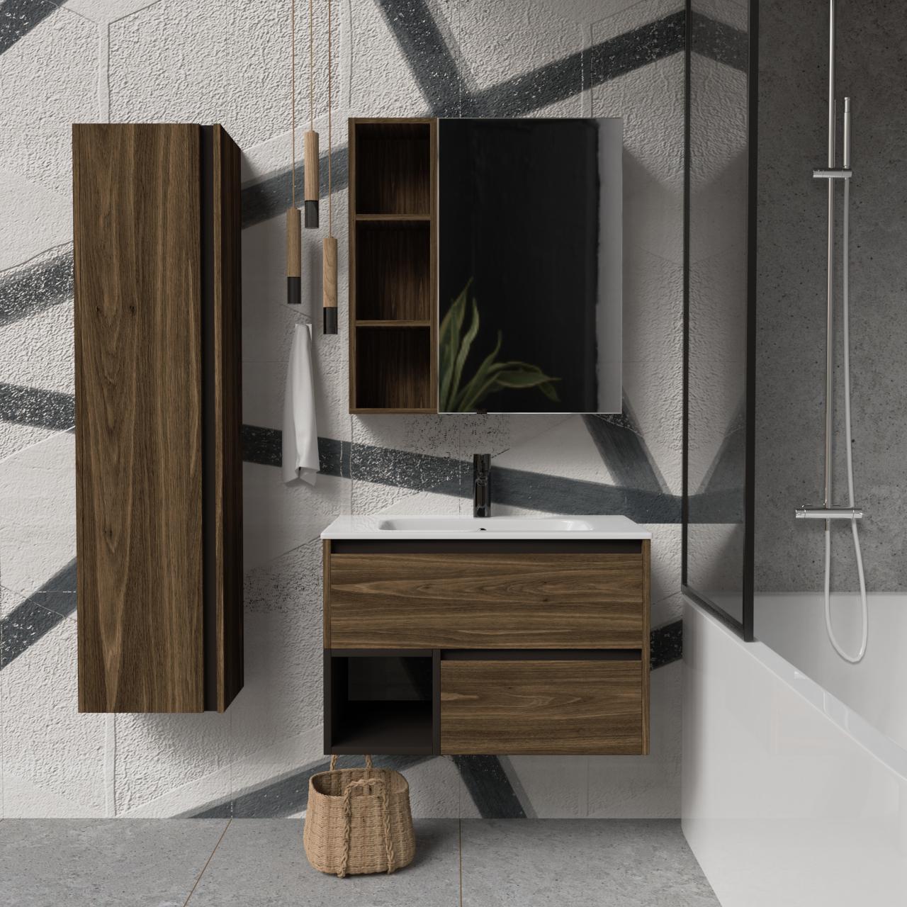 Тумба підвісна з раковиною MVK Vostok Craft 70 В2 700х450х530 мм Дуб Бурбон (c270br) - фото 4