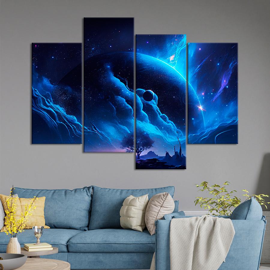 Картина космос Голубой космос 129x90 см (A1295-4)