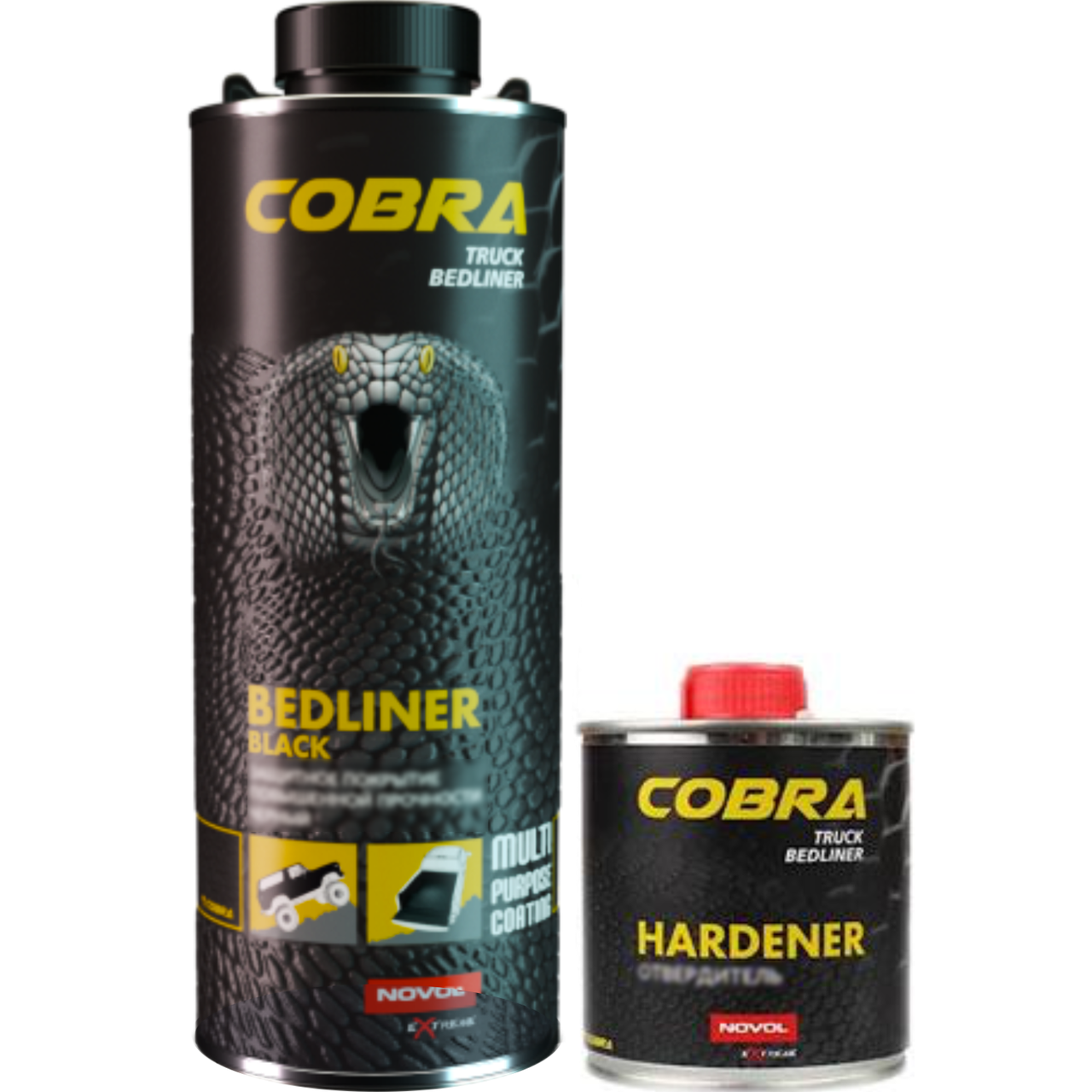 Защитное покрытие повышенной прочности NOVOL COBRA Truck Bedliner 600 мл/200 мл Черный