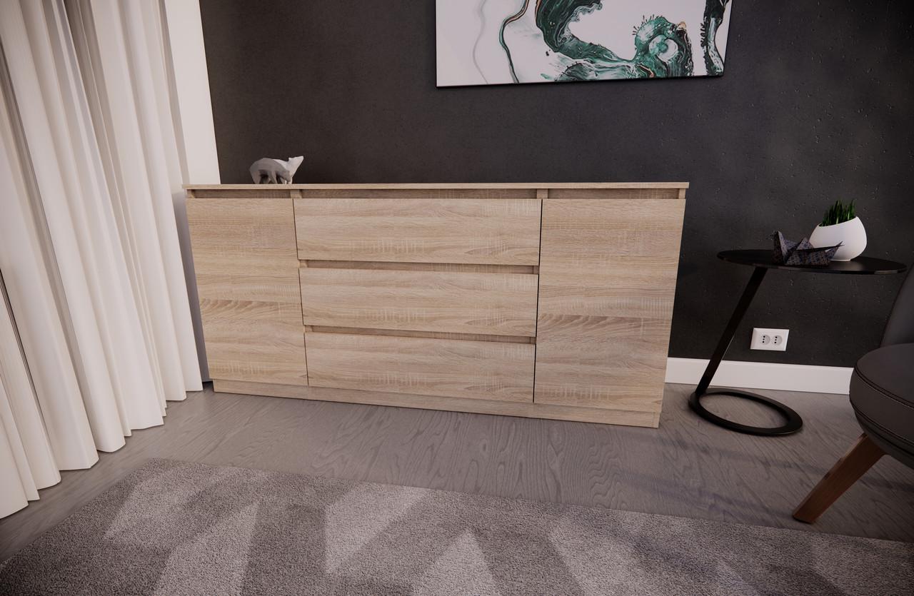 Комод MEBEX на 3 шухляди з боковими тумбами 160х40х77 см Дуб Сонома (VERTO3B1600DS) - фото 2 Комод MEBEX на 3 шухляди з боковими тумбами 160х40х77 см Дуб Сонома (VERTO3B1600DS) - фото 2