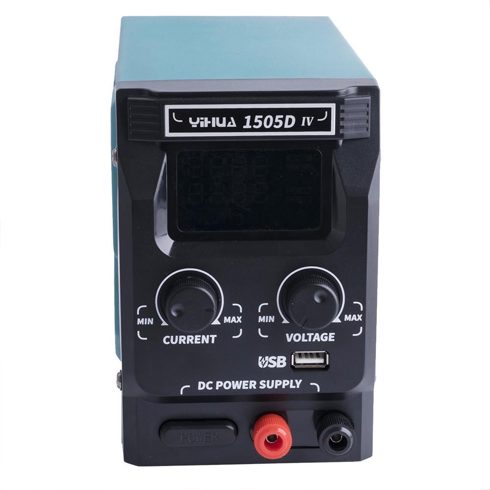 Лабораторный блок питания импульсный YIHUA 1505D-IV 75 Вт/15 В/5А с USB QC3.0 Бирюзовый (168-31-178-247)
