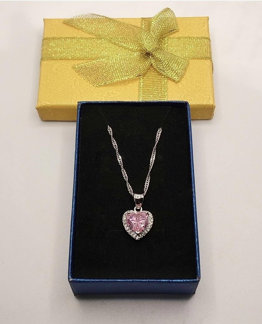 Колье сердце розовый топаз классический ювелирный сплав Серебристый (2127257832) Колье сердце розовый топаз классический ювелирный сплав Серебристый (2127257832)