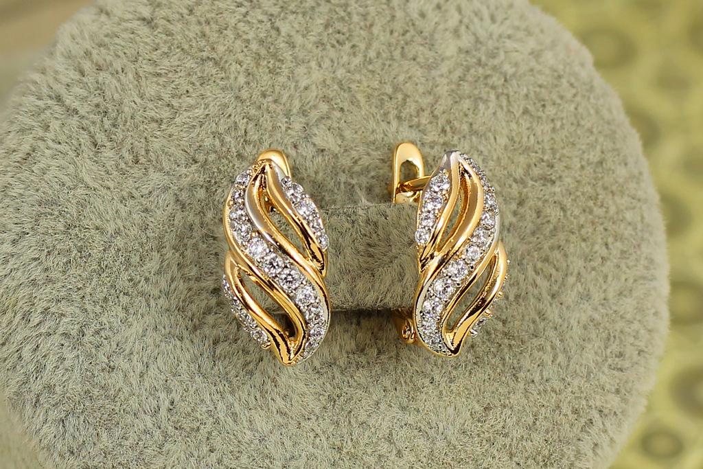 Серьги Xuping Jewelry Лирика с родием 1,6 см Золотистый (30472386)