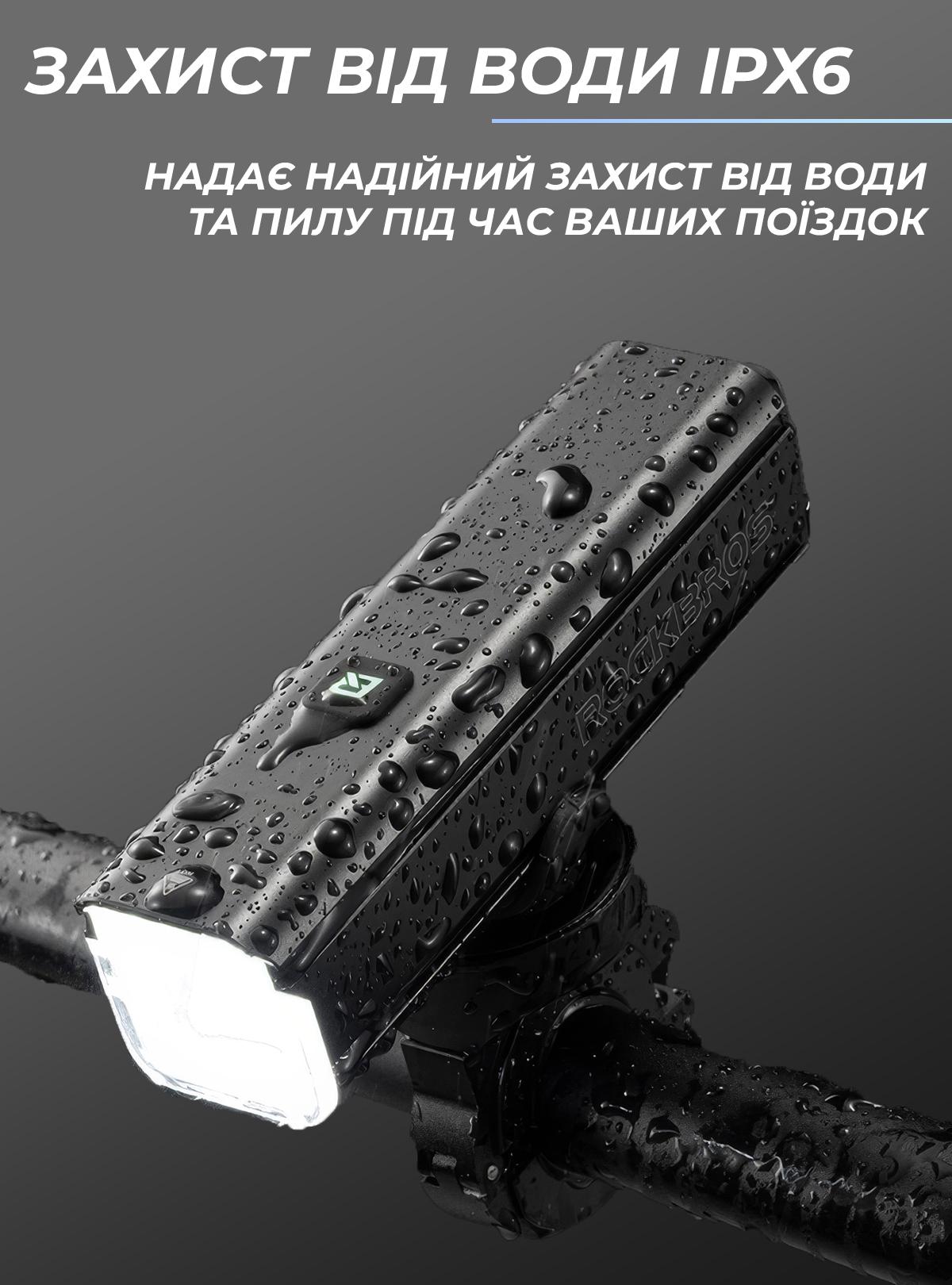 Фонарик на велосипед ROCKBROS 9440 с аккумулятором на 1000 люмен usb Черный (71845) - фото 7