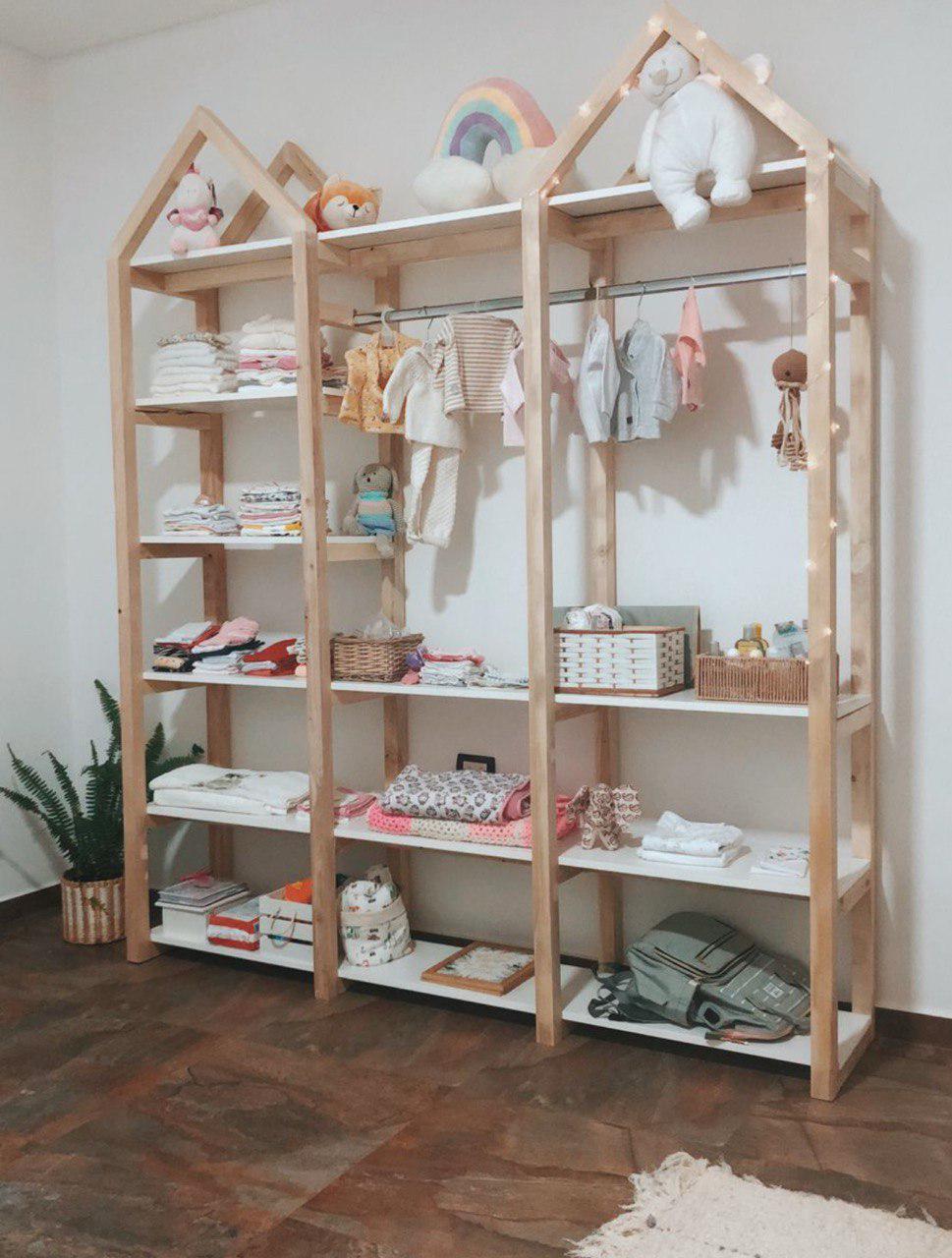 Этажерка из натурального дерева для детских вещей сосна 1750х1500х370 мм Бежевый (ED5555) Этажерка из натурального дерева для детских вещей сосна 1750х1500х370 мм Бежевый (ED5555)