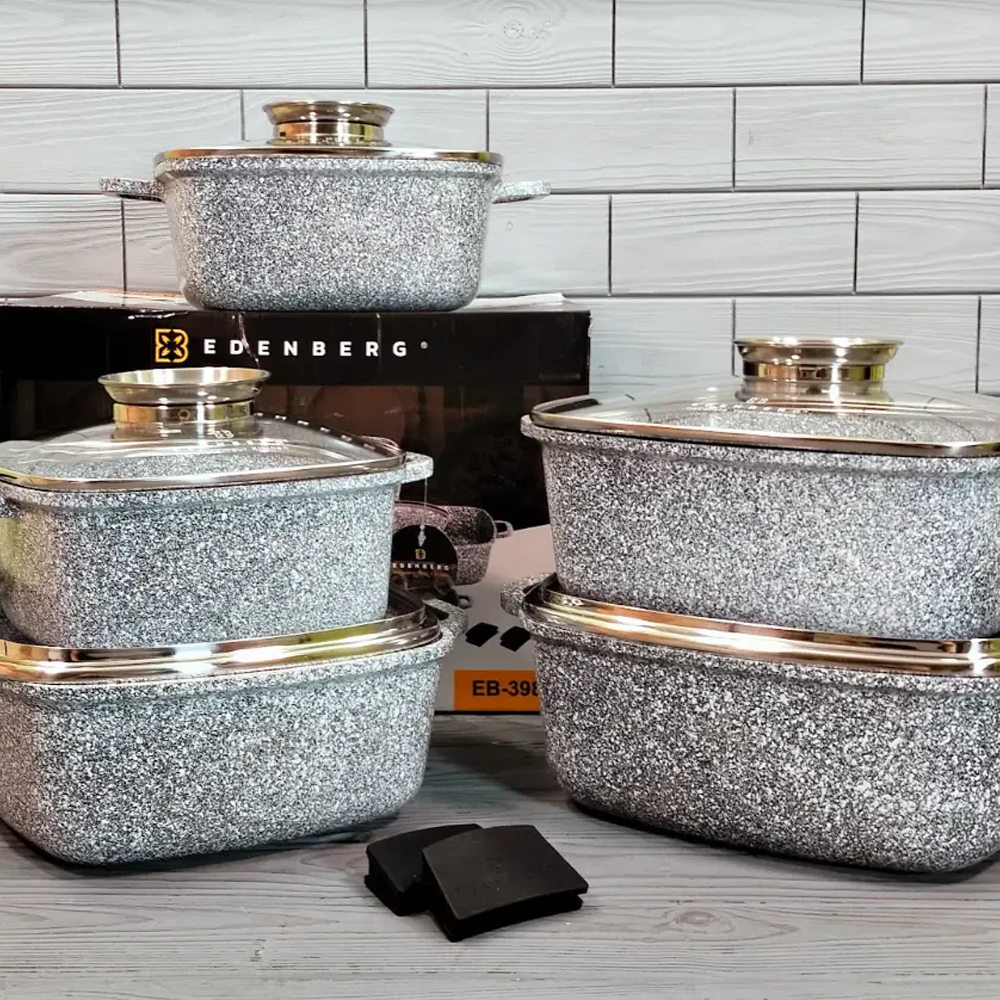 Набір каструль Edenberg із литого алюмінію з гранітним покриття 10 пр. (EB-3987)