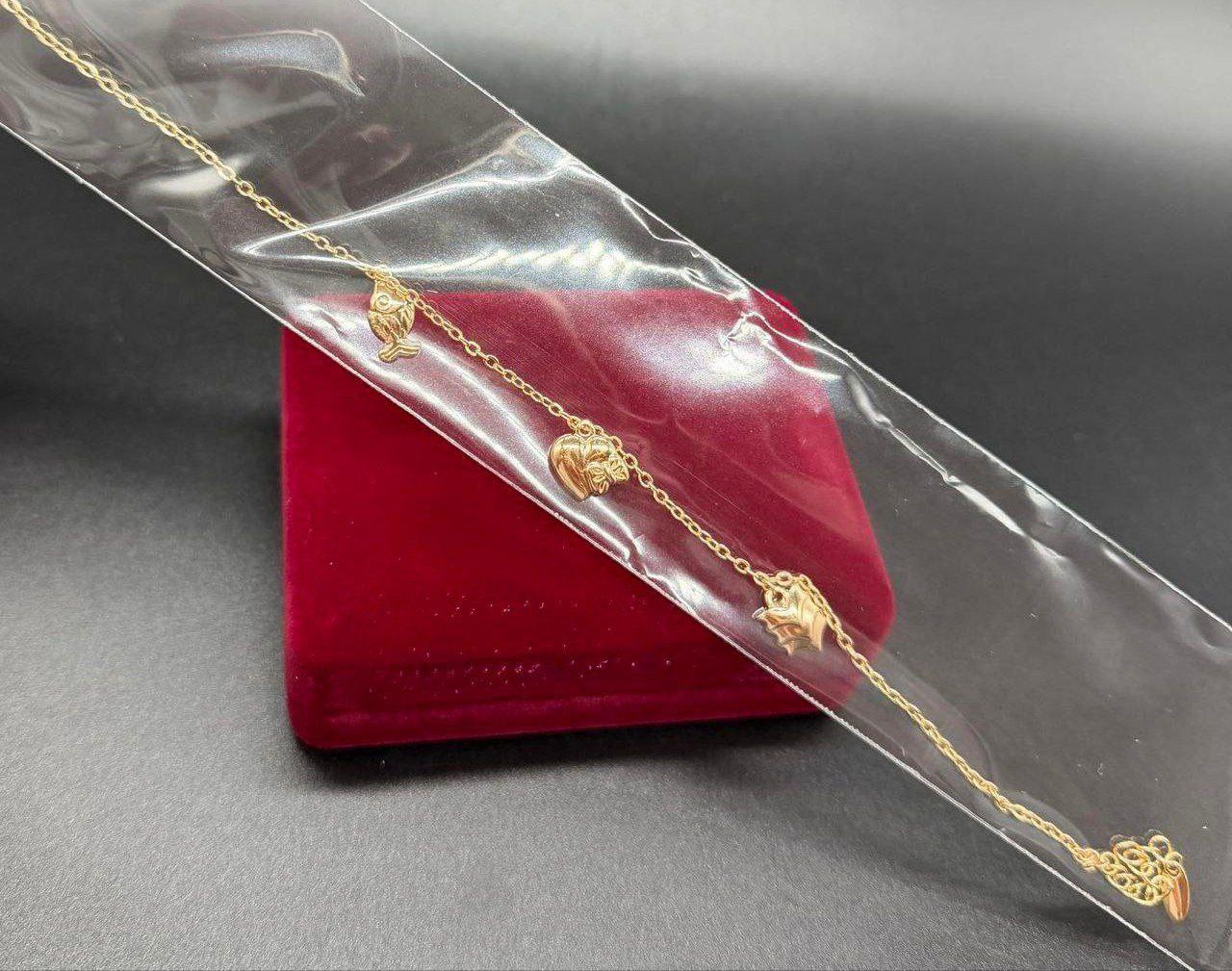 Браслет на ногу женский с подвесками из медицинского золота 19 см Золотой (2902519858)