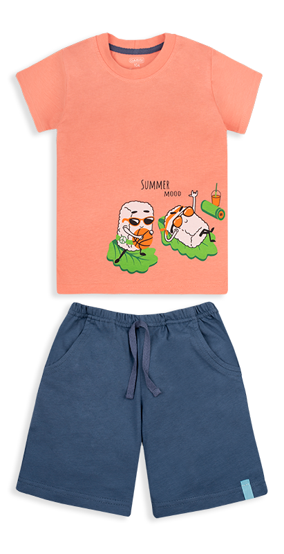 Костюм дитячий бавовняний літній для хлопчика Gabbi KS-20-15-3 Чувачки 104 см Помаранчевий (12120)