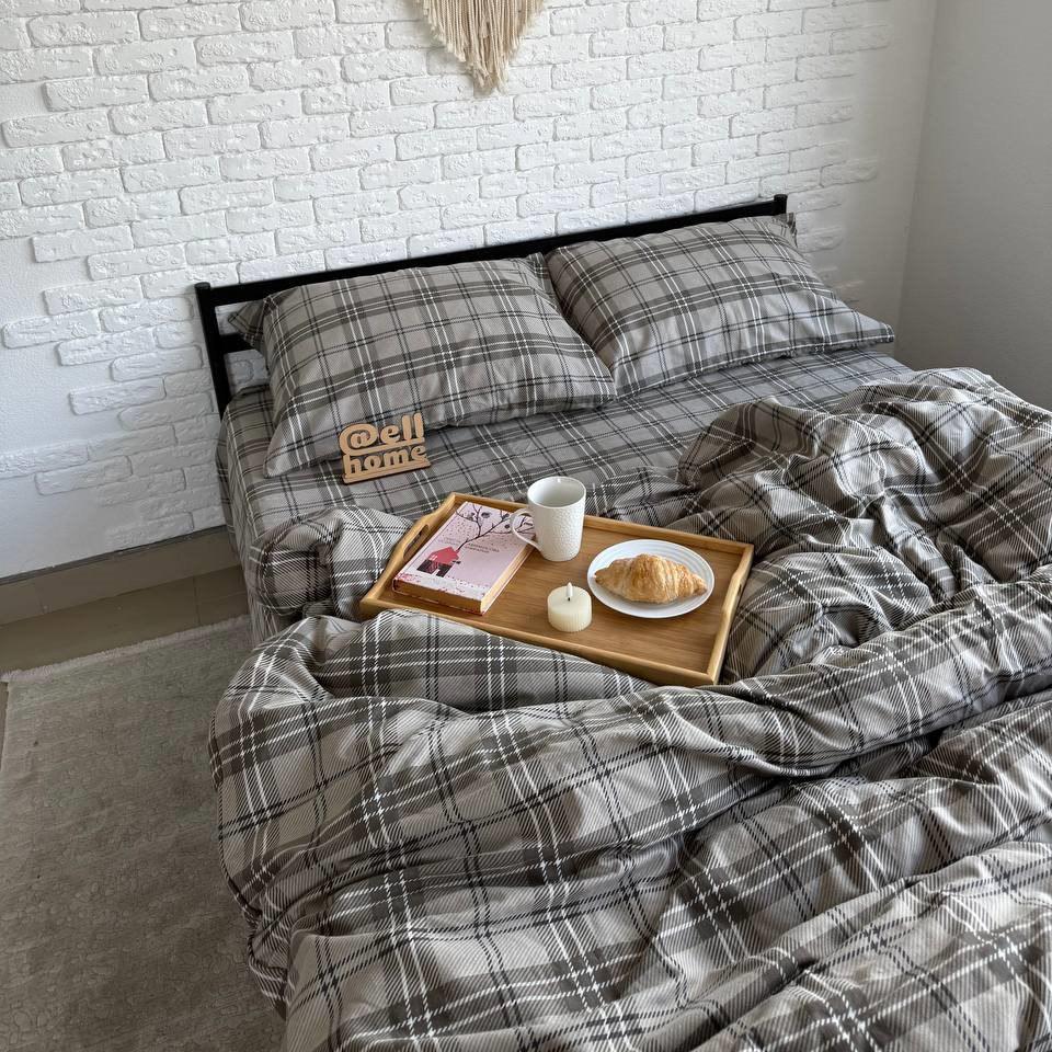 Комплект постільної білизни Ell Home фланель сімейний наволочки 50x70 см/70x70 см Прайм/Сірий (29288995)