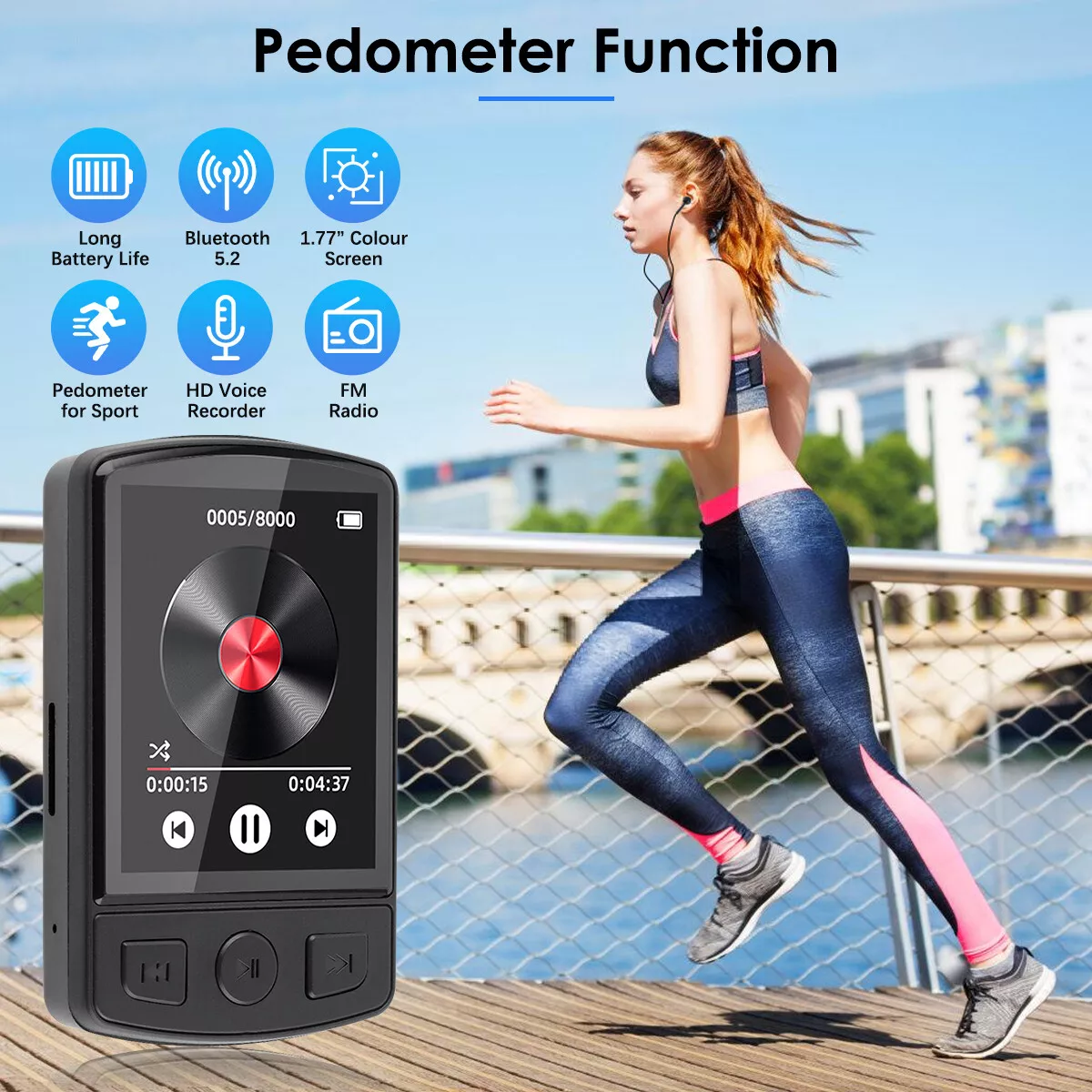 MP3-плеєр A7 Bluetooth 5.2 Hi-Fi 32Gb з кліпсою/FM-радіо та диктофоном - фото 8 MP3-плеєр A7 Bluetooth 5.2 Hi-Fi 32Gb з кліпсою/FM-радіо та диктофоном - фото 8