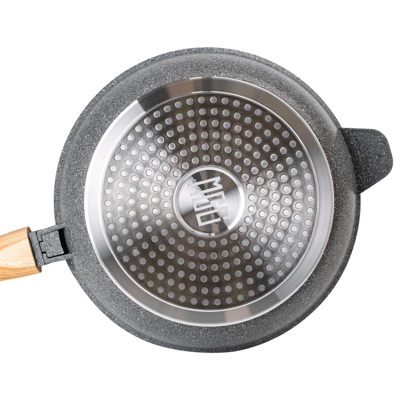 Сковорода алюмінієва глибока MGC зі скляною кришкою 2,8 л Ø 26 см Сірий - фото 3