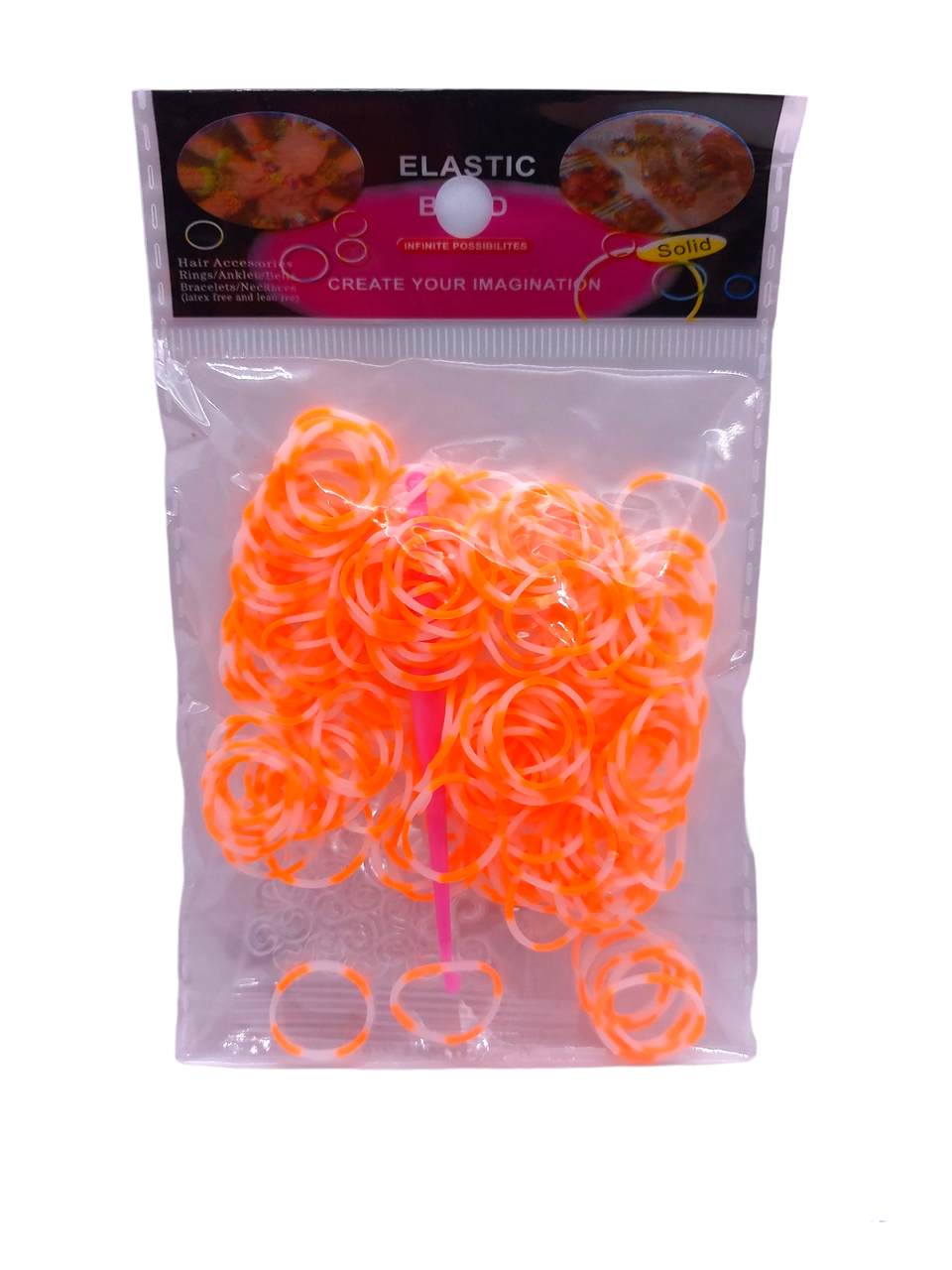 Резинки для плетіння браслетів 200 шт. Помаранчево-білий