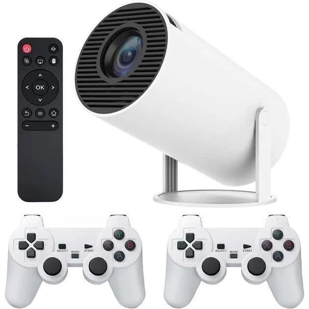 Проектор-приставка смарт игровой HY300 Android 2в1 с 2 джойстиками и пультом ДУ 64 GB White (32751565)