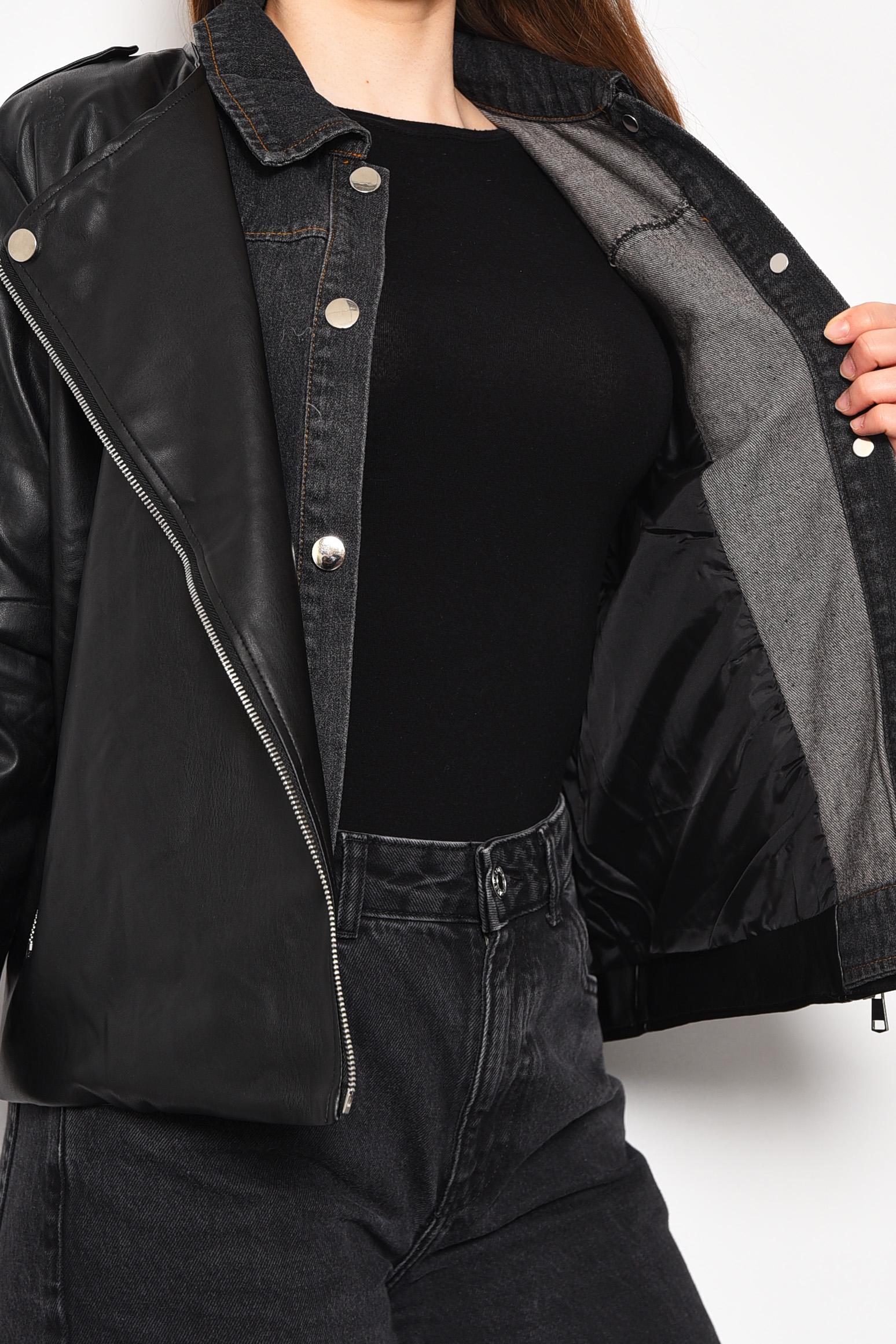 Куртка женская из экокожи S Черный (175184) - фото 4 Куртка женская из экокожи S Черный (175184) - фото 4