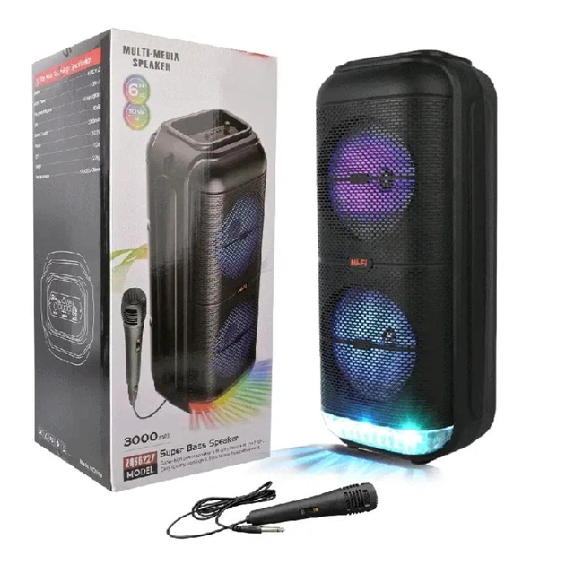 Портативная колонка ZQS-6227 20 Вт с микрофоном и RGB-подсветкой Черный (PH00613)