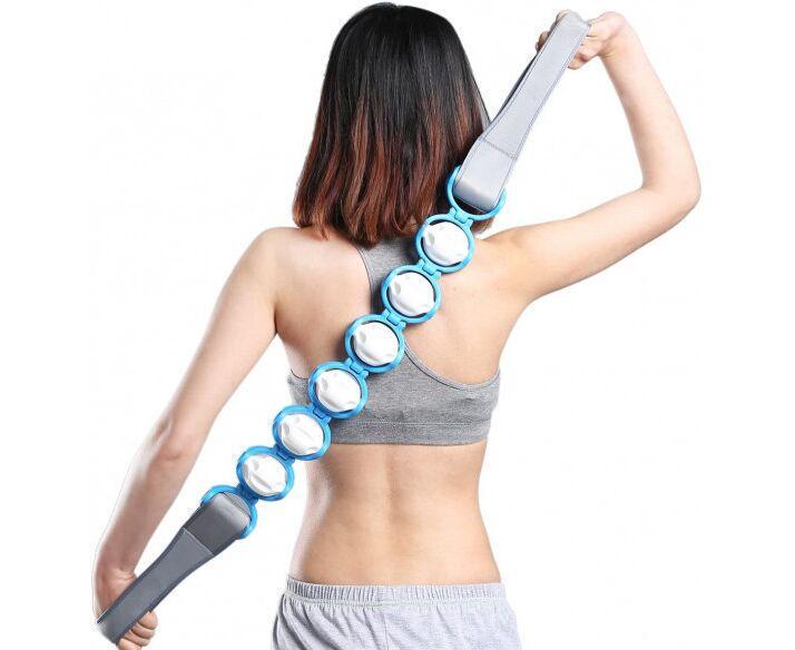 Массажер ручной роликовый Massage Rope Лента 6 шаров Голубой - фото 4