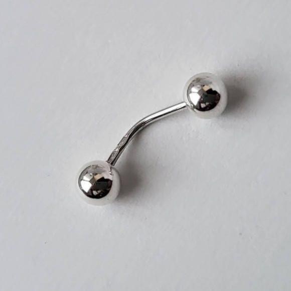 Пирсинг в пупок без камней из серебра 2 шарика 6 мм 925 проба 1,20 г (699)