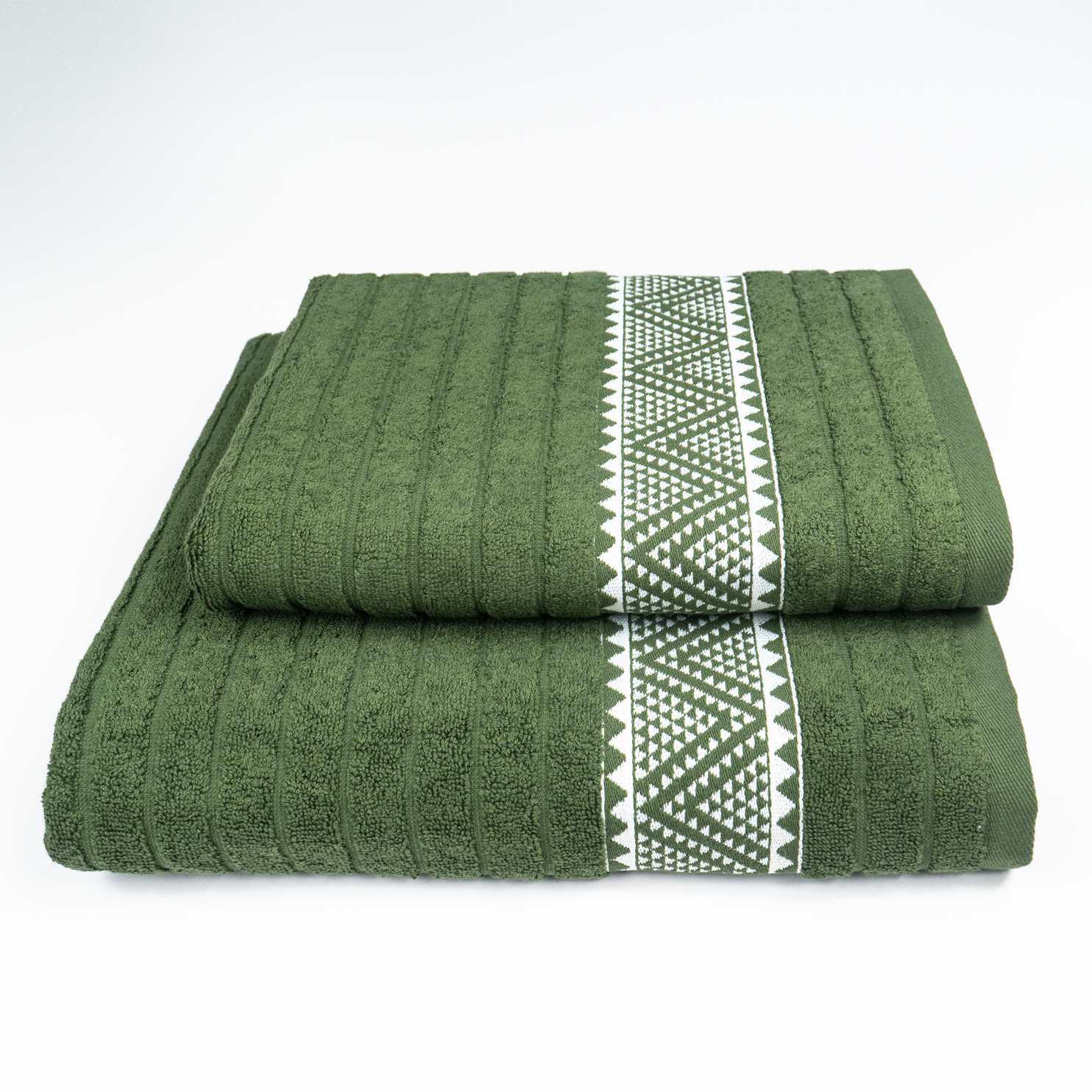 Комплект махровых полотенец GM Textile Зипп 50х90 см/70х140 см 2 шт. Хаки (500-2k-zipp-Khaki)