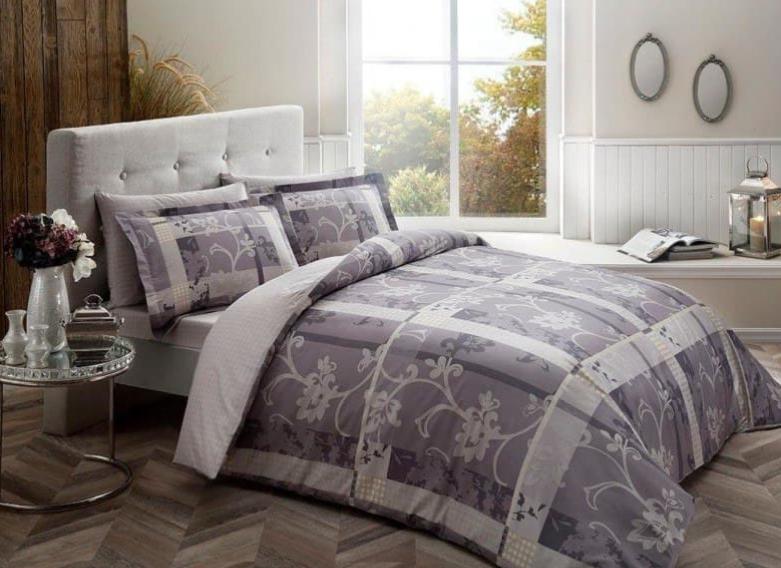 Постельное белье Tac Madre Gri Делюкс сатин 200x220 см Grey (2000022265431)