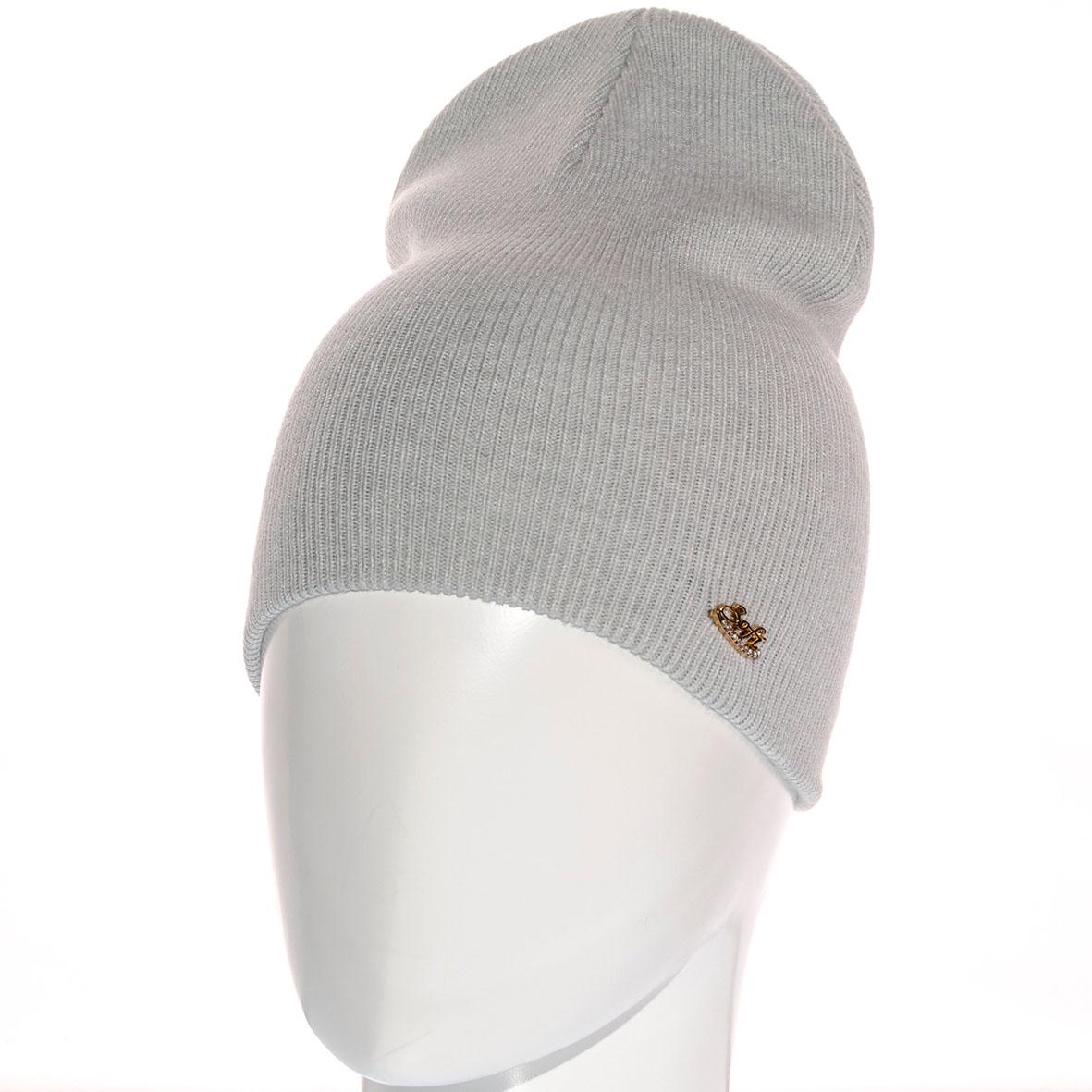Шапка Sofi SF21104 без відвороту тонкого в'язання подвійна L р. 57-58 Світло-сірий