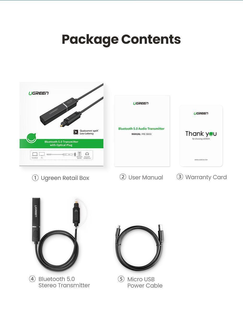 Передавач аудіо Ugreen Bluetooth 5.0 (50213) - фото 14 Передавач аудіо Ugreen Bluetooth 5.0 (50213) - фото 14