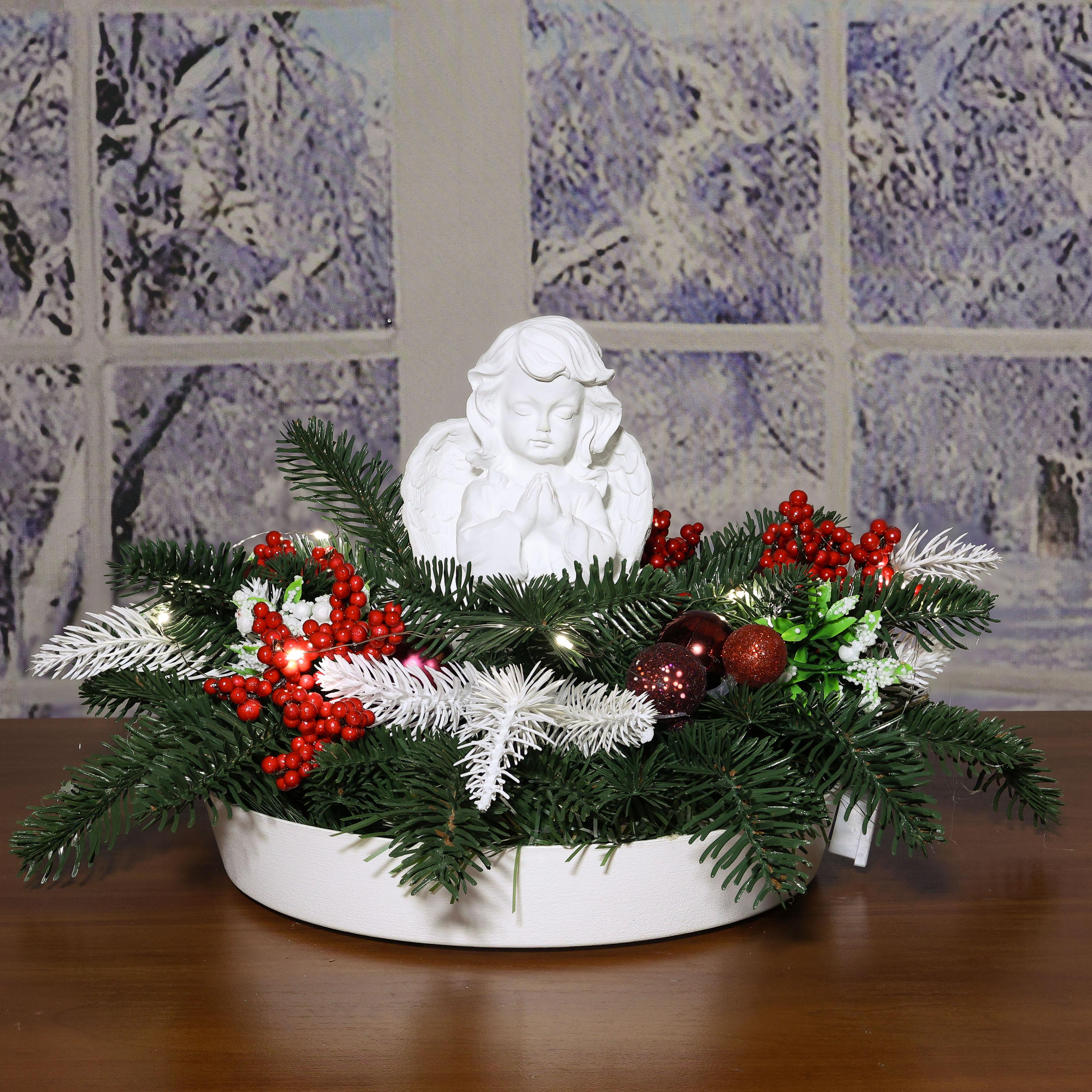 Композиция GALA DECOR с ангелом на отягощенной подставке с лед подсветкой 30х18 см - фото 2